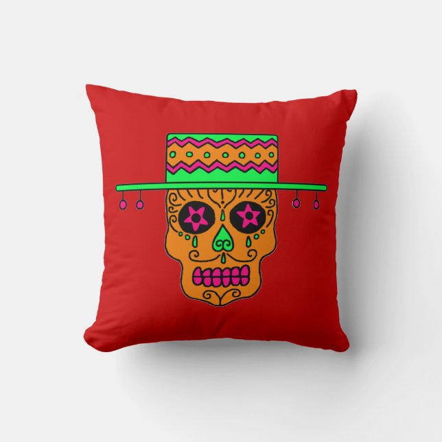 Cojín Decorativo Calavera de azúcar gaucho (Anverso)
