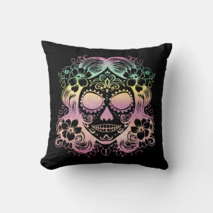 Cojín Decorativo Calavera de azúcar hermosa Día de la Catrina de lo