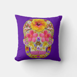 Cojín Decorativo Calavera de flores 4 - Tropical