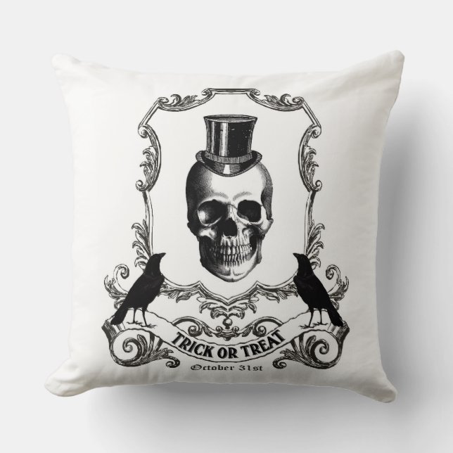 Cojín Decorativo Calavera de Halloween de época moderna (Anverso)
