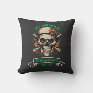 Cojín Decorativo Calavera de Halloween deja que comiencen los estaf