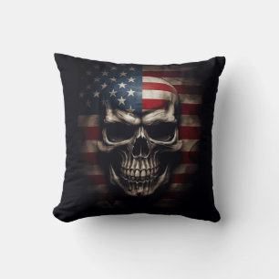 Cojín Decorativo Calavera de la bandera americana