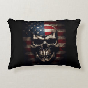 Cojín Decorativo Calavera de la bandera americana