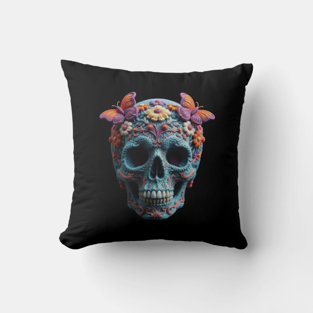 Cojín Decorativo Calavera de lana (Anverso)