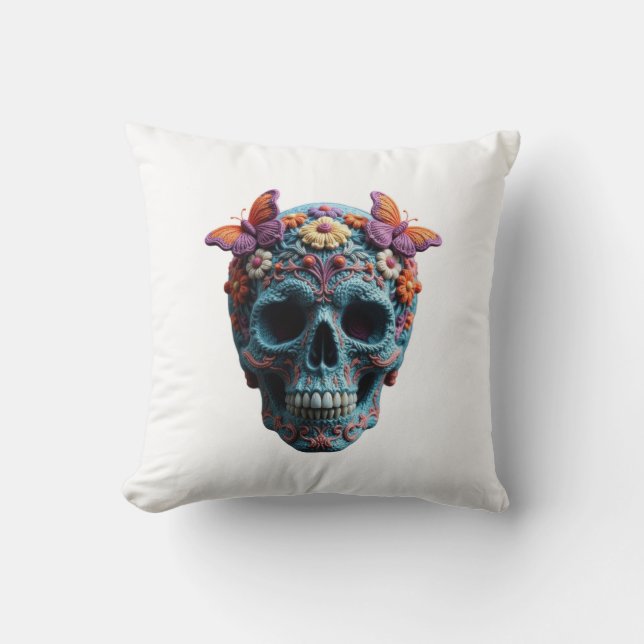 Cojín Decorativo Calavera de lana (Anverso)