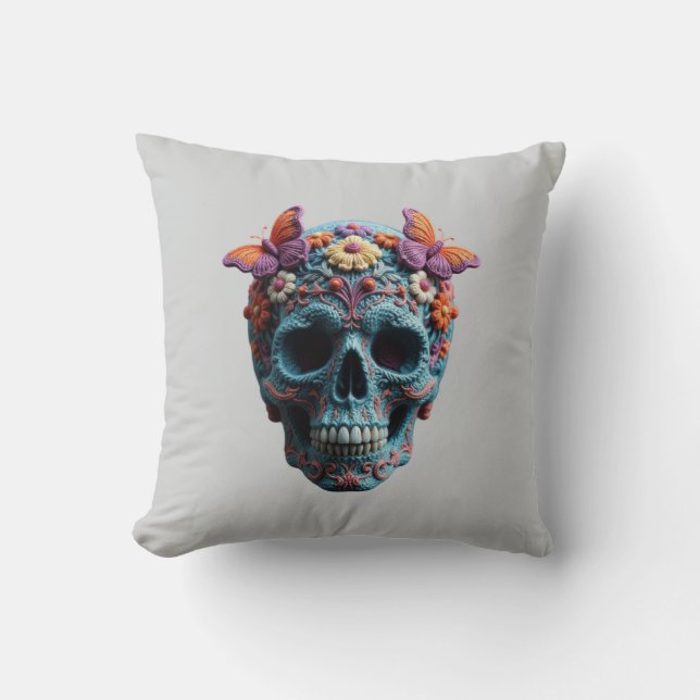 Cojín Decorativo Calavera de lana (Anverso)