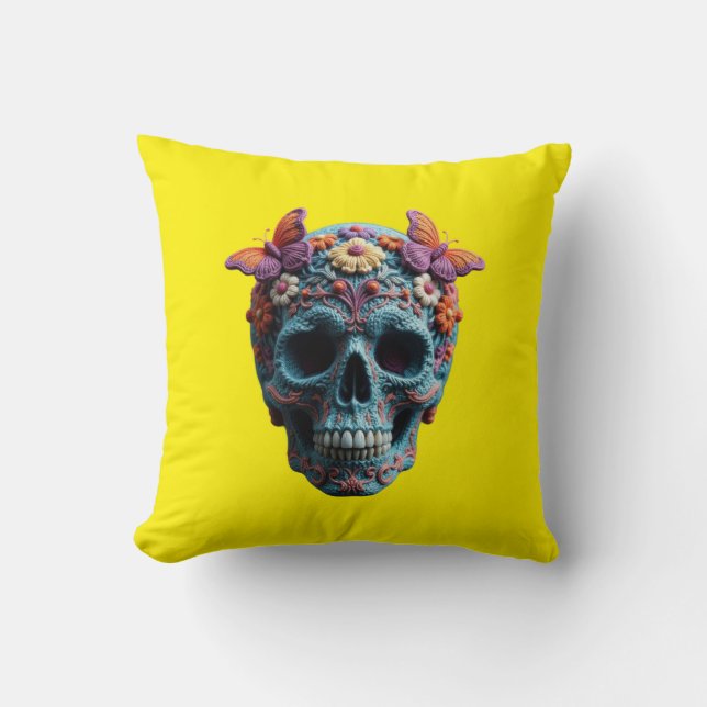 Cojín Decorativo Calavera de lana (Anverso)