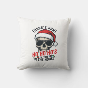 Cojín Decorativo Calavera de Navidad Ho Ho Ho Humor Diseño