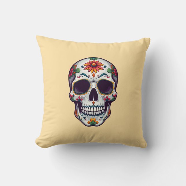 Cojín Decorativo Calavera Día de Muertos 2 (Anverso)