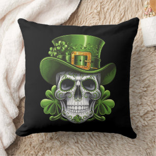 Cojín Decorativo Calavera Día de San Patricio Trébol