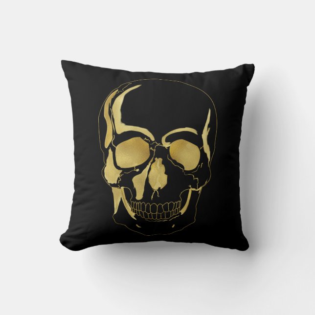 Cojín Decorativo Calavera dorada (Anverso)