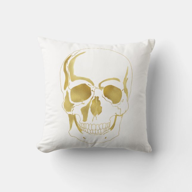 Cojín Decorativo Calavera dorada (Anverso)