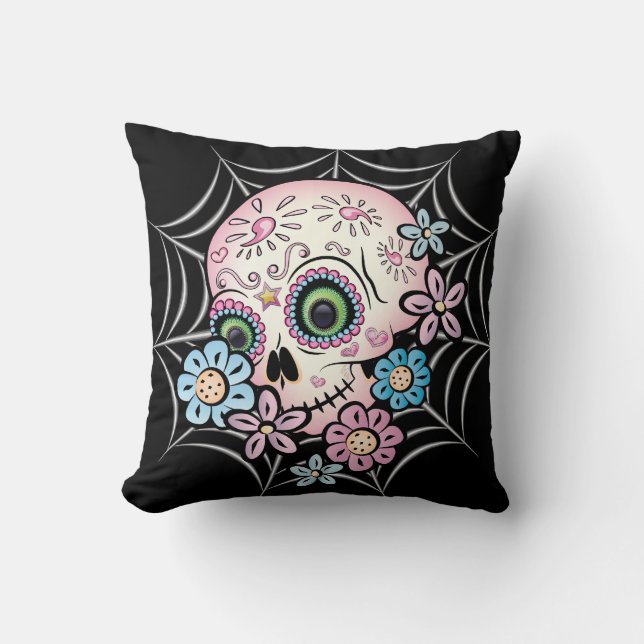 Cojín Decorativo Calavera dulce de azúcar (Anverso)