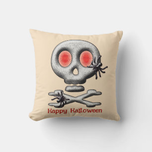 Cojín Decorativo Calavera espeluznante clásica de Halloween y araña