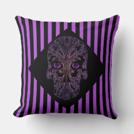 Cojín Decorativo Calavera filigrana en tonos morados