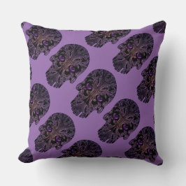 Cojín Decorativo Calavera filigrana en tonos morados