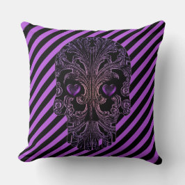 Cojín Decorativo Calavera filigrana en tonos morados