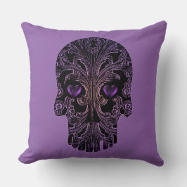 Cojín Decorativo Calavera filigrana en tonos morados