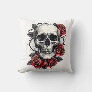 Cojín Decorativo Calavera floral gótica