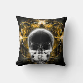Cojín Decorativo Calavera fractal de mariposa de rayos X - Amarillo