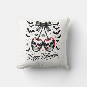 Cojín Decorativo Calavera Gótica Cereza Halloween