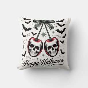 Cojín Decorativo Calavera Gótica Cereza Halloween