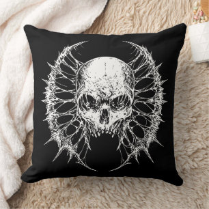 Cojín Decorativo Calavera gótica con alas palmeadas
