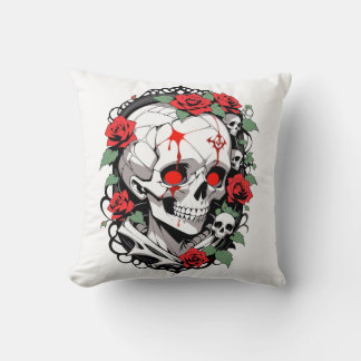 Cojín Decorativo Calavera gótica con Rosas