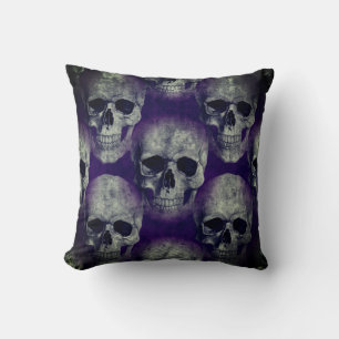 Cojín Decorativo Calavera gótica púrpura