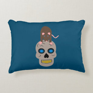 Cojín Decorativo Calavera gótica y Rat Halloween