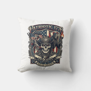 Cojín Decorativo Calavera Patriota Fuera de la Ley Sheriff Patriota