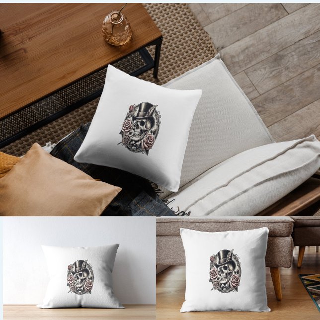 Cojín Decorativo Calavera sonriente en sombrero superior (Subido por el creador)