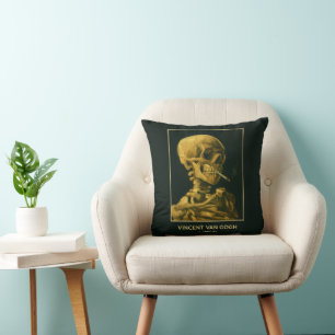 Cojín Decorativo Calavera Vintage Fumando – Única Inspirada en Van