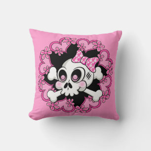 Cojín Decorativo Calavera y corazones