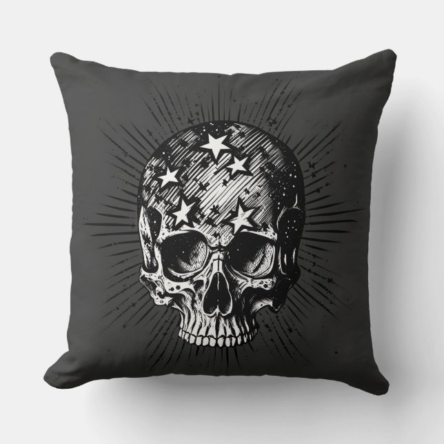Cojín Decorativo Calavera y estrellas III (Anverso)