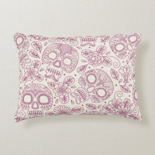 Cojín Decorativo Calavera y flores. Fondo Sin Maravillas. da mexica