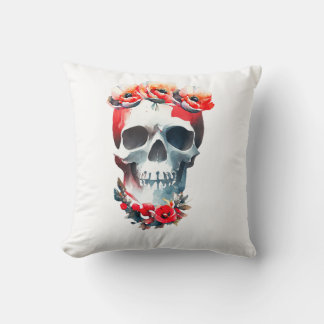 Cojín Decorativo Calavera y Rosas