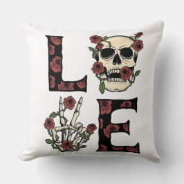 Cojín Decorativo Calavera y Rosas