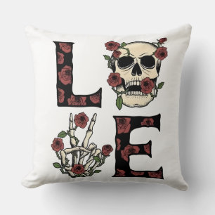 Cojín Decorativo Calavera y Rosas