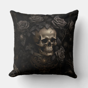Cojín Decorativo Calavera y Rosas