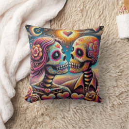 Cojín Decorativo Calaveras azucareras enamoradas Impresionista Chal