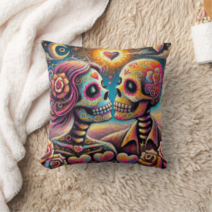 Cojín Decorativo Calaveras azucareras enamoradas Impresionista Chal