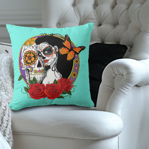 Cojín Decorativo Calaveras de azúcar Art Nouveau