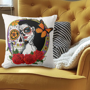 Cojín Decorativo Calaveras de azúcar Art Nouveau