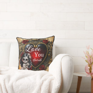 Cojín Decorativo Calaveras de Azúcar de Romance Oscuro
