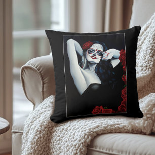 Cojín Decorativo Calaveras de azúcar Rojas Rojas Negro