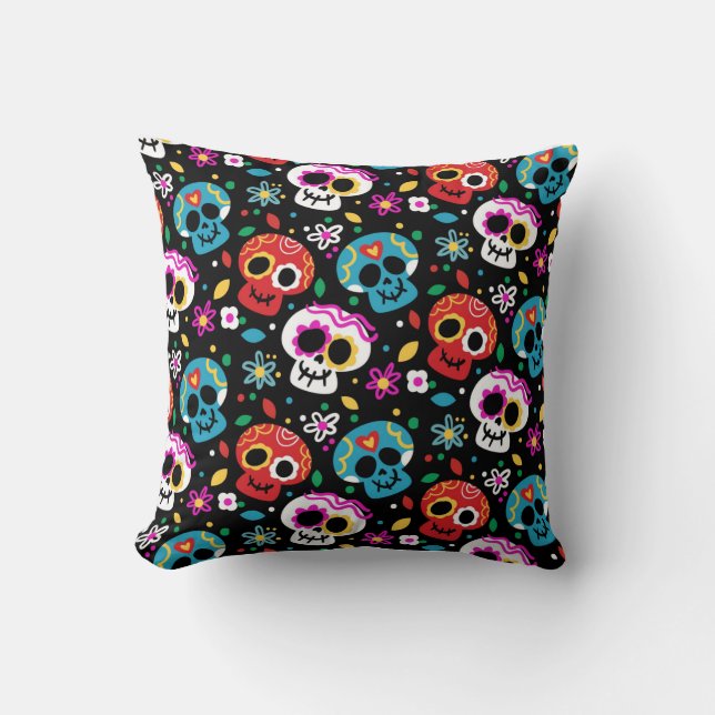Cojín Decorativo Calaveras de azúcar y mareas (Anverso)