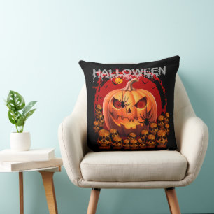 COJÍN DECORATIVO CALAVERAS DE CALABAZA ESQUELETO HALLOWEEN 