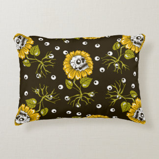 Cojín Decorativo Calaveras de girasoles: patrón único y continuo.
