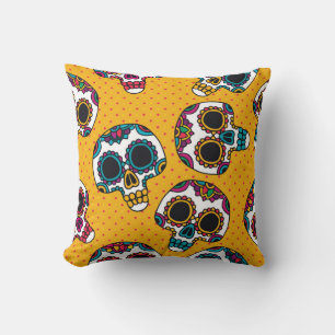 Cojín Decorativo Calaveras: estilo latinoamericano vintage.
